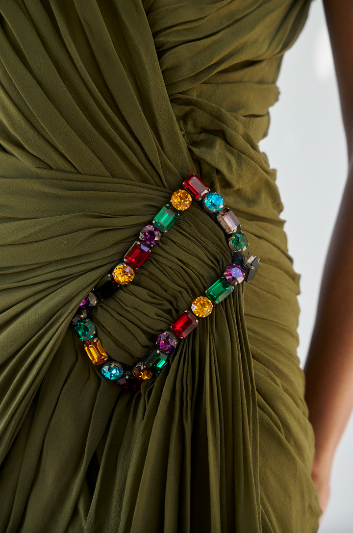 Jean Patou Haute Couture Green Silk Cocktail Dress by Christian Lacroix (AW 1985)