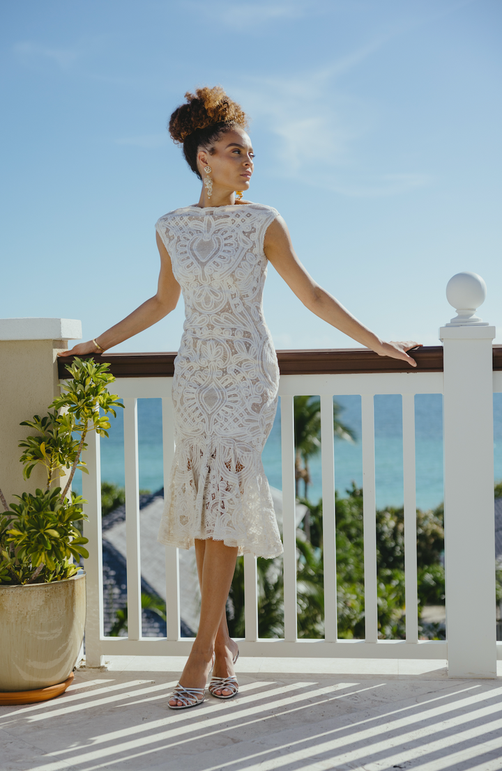 Alexander McQueen Cream Crochet Lace Dress by Sarah Burton (Resort 2012)