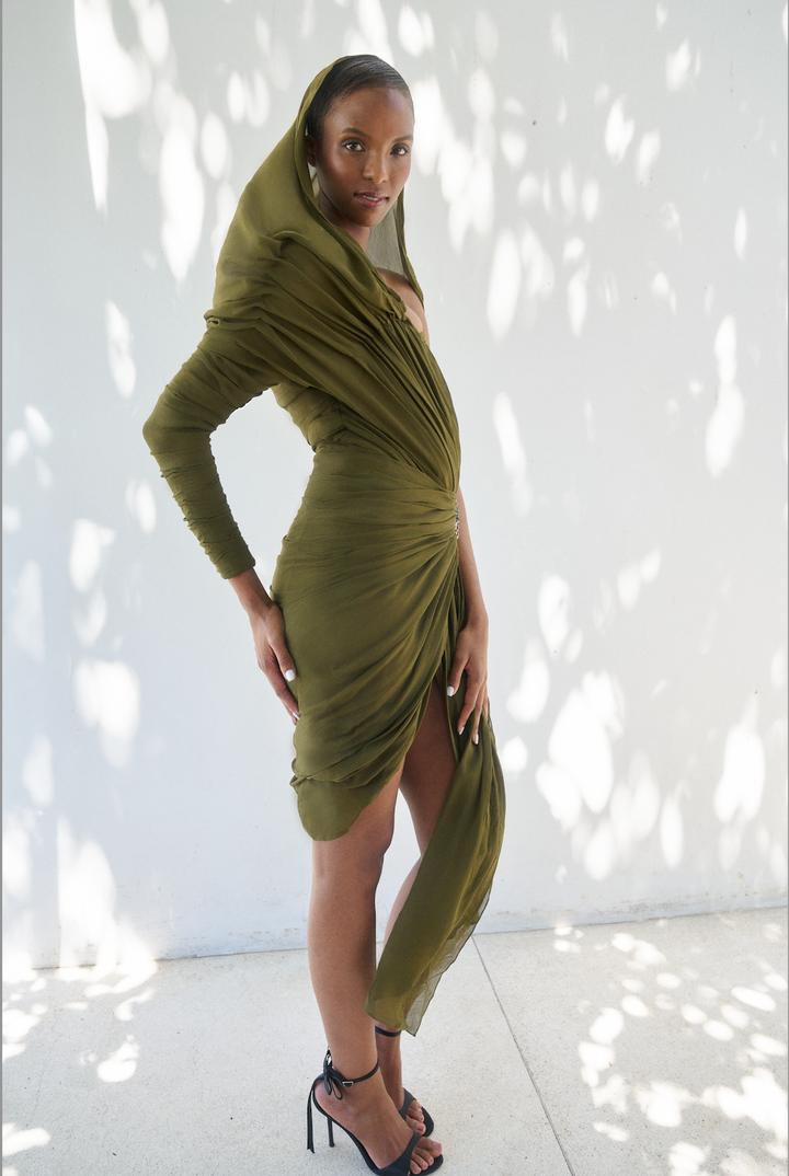Jean Patou Haute Couture Green Silk Cocktail Dress by Christian Lacroix (AW 1985)