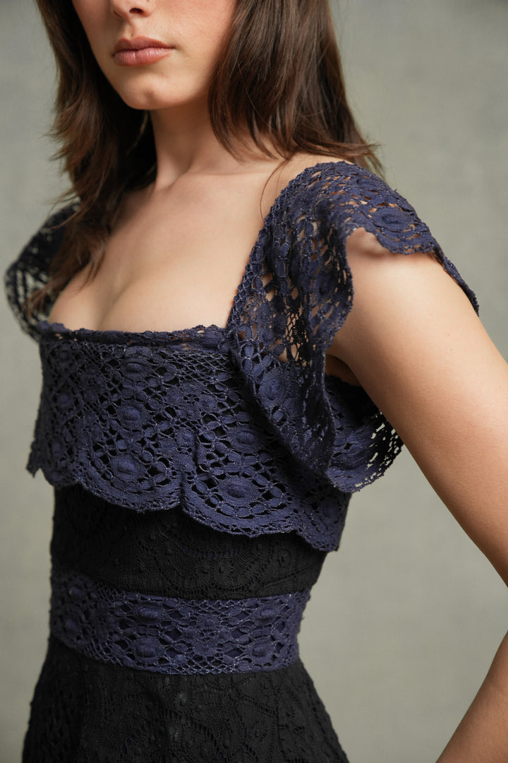 Vivienne Westwood Black and Purple Lace Corset Top by Vivienne Westwood (c. 2000s)