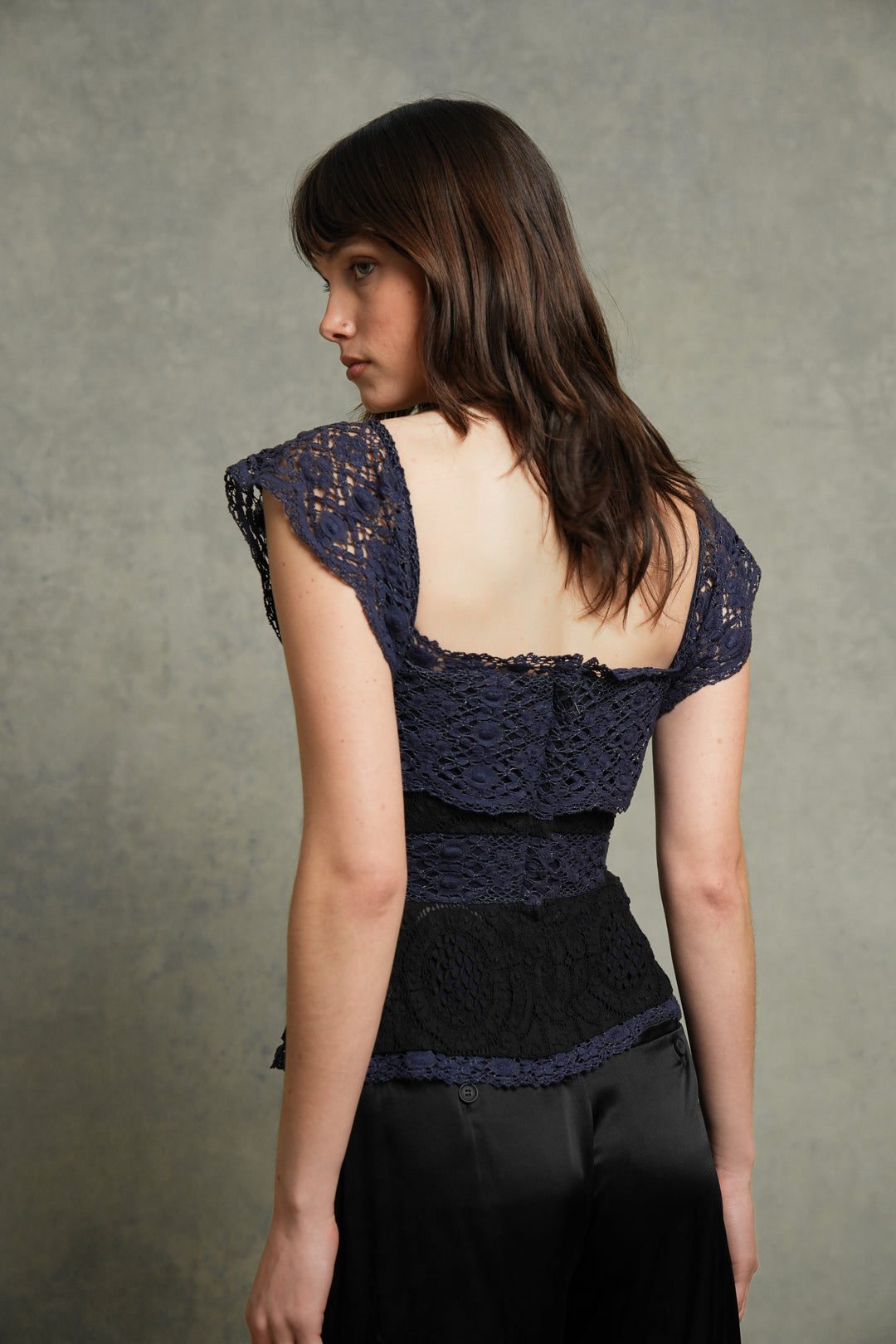 Vivienne Westwood Black and Purple Lace Corset Top by Vivienne Westwood (c. 2000s)