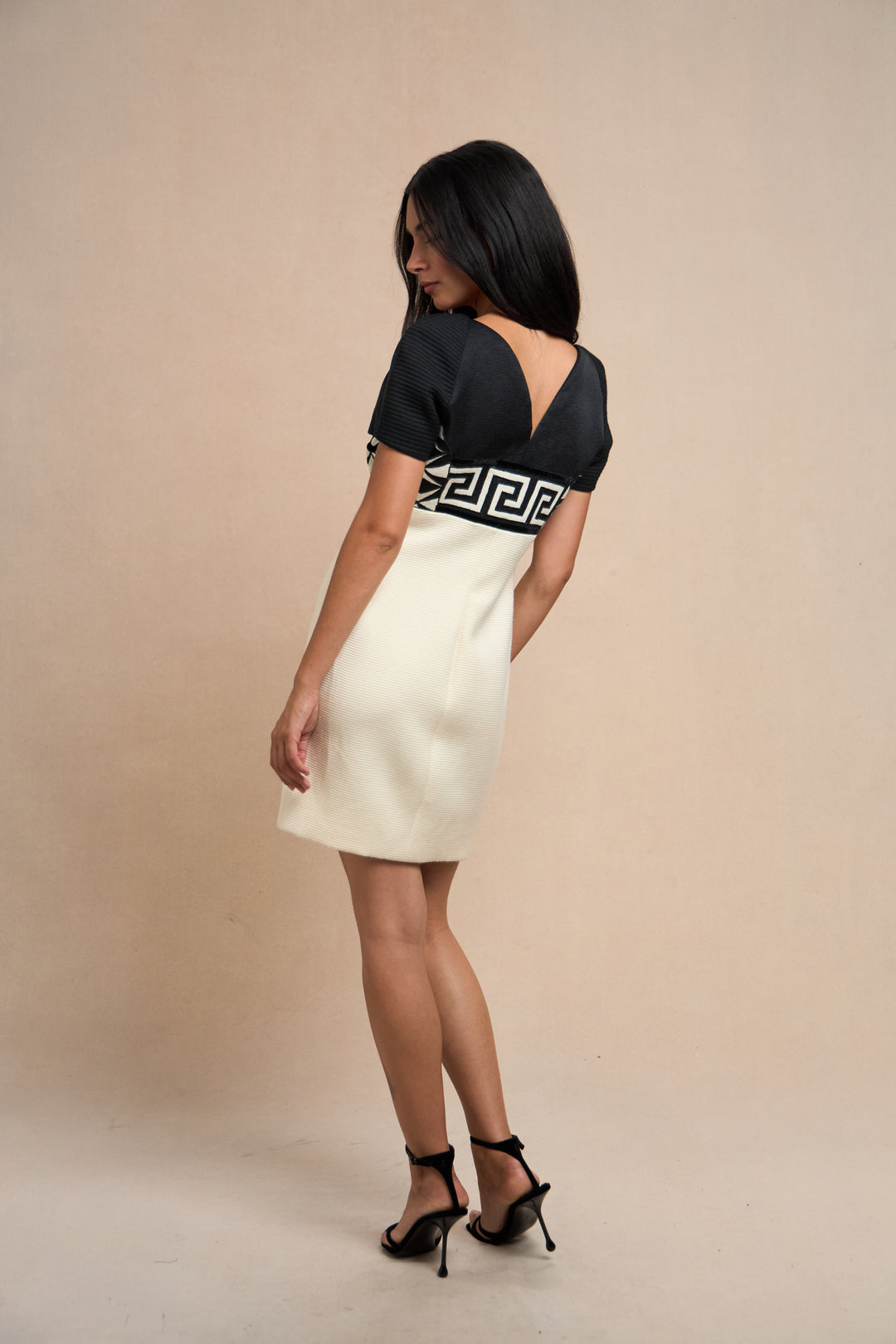 Gianni Versace Couture Black Velvet and Ivory Wool Cocktail Dress (AW 1991)