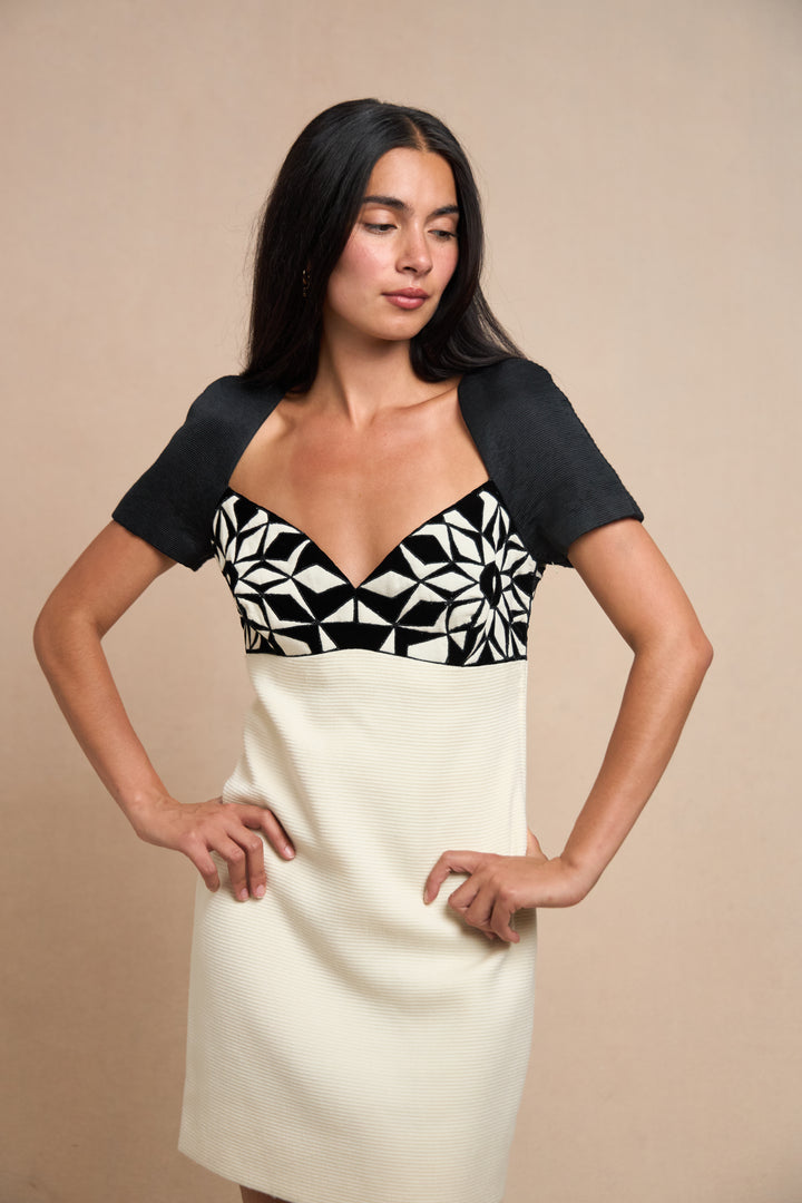 Gianni Versace Couture Black Velvet and Ivory Wool Cocktail Dress (AW 1991)