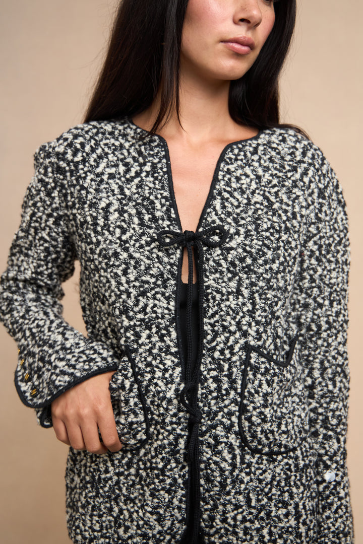 Chanel Black and White Wool Bouclé Cardigan by Karl Lagerfeld (AW 1994)