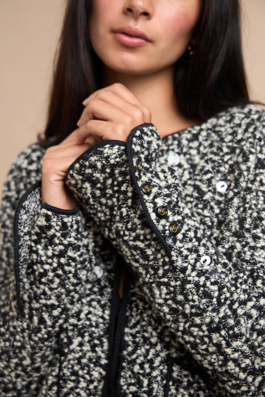 Chanel Black and White Wool Bouclé Cardigan by Karl Lagerfeld (AW 1994)