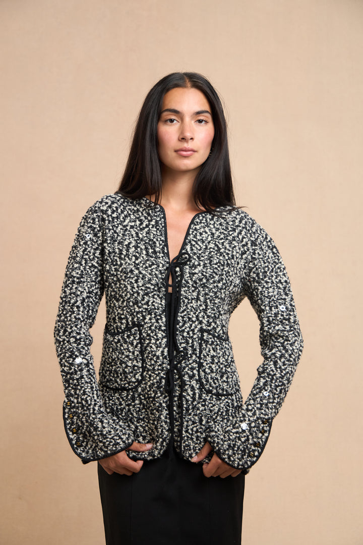 Chanel Black and White Wool Bouclé Cardigan by Karl Lagerfeld (AW 1994)
