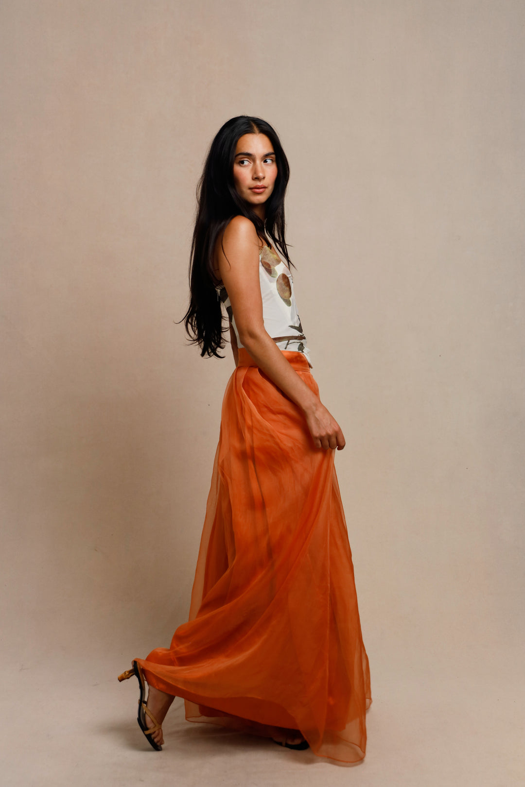 Christian Dior Orange Silk Organza Wide-Leg Trousers by John Galliano (Resort 2009)