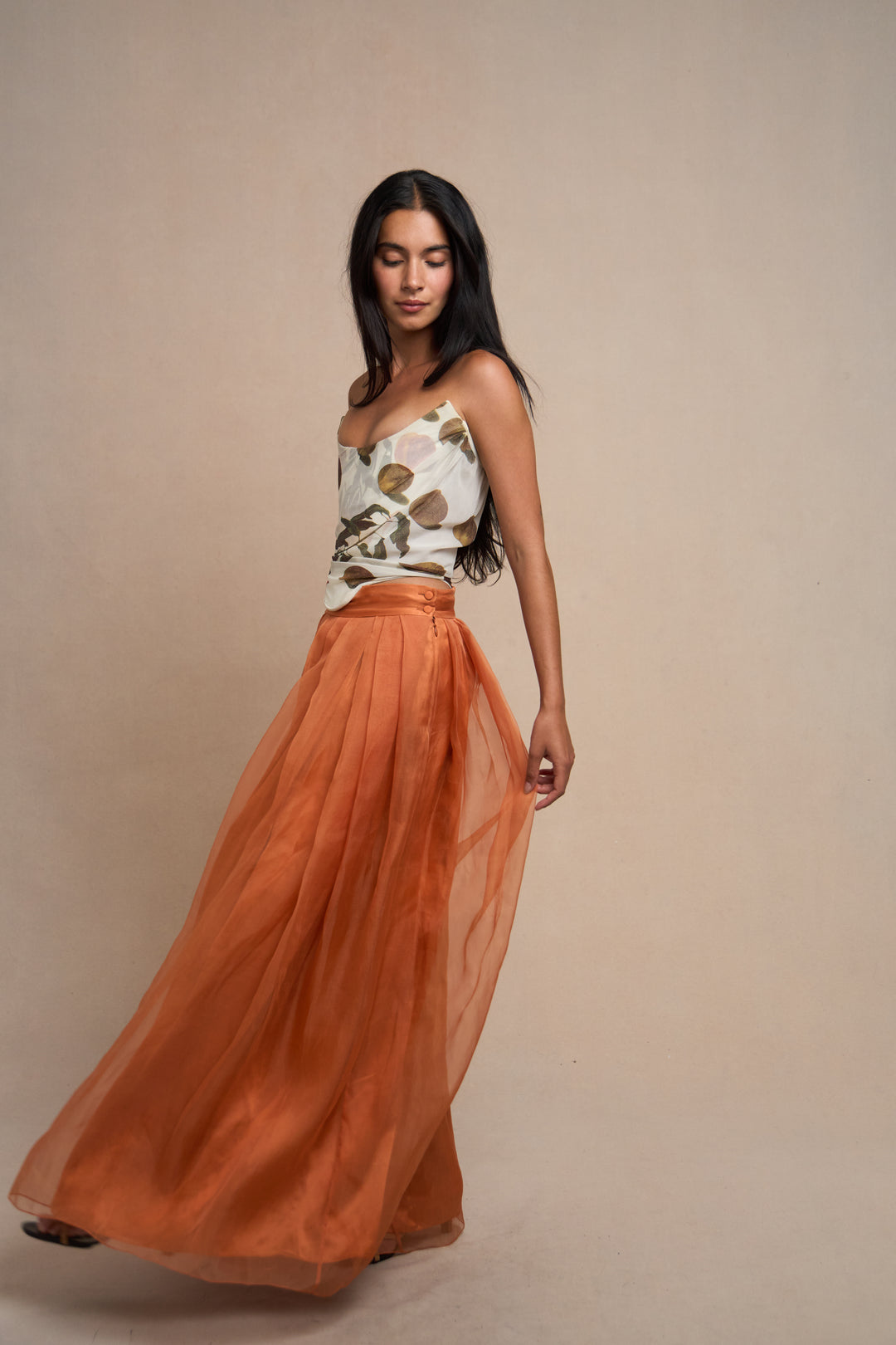 Christian Dior Orange Silk Organza Wide-Leg Trousers by John Galliano (Resort 2009)