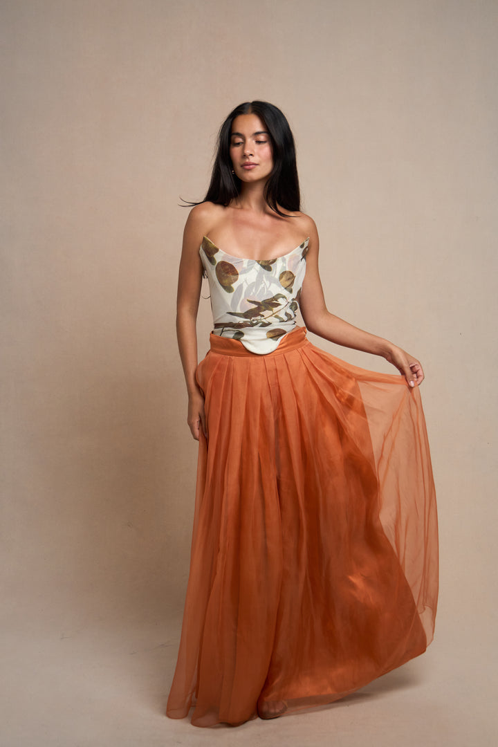 Christian Dior Orange Silk Organza Wide-Leg Trousers by John Galliano (Resort 2009)