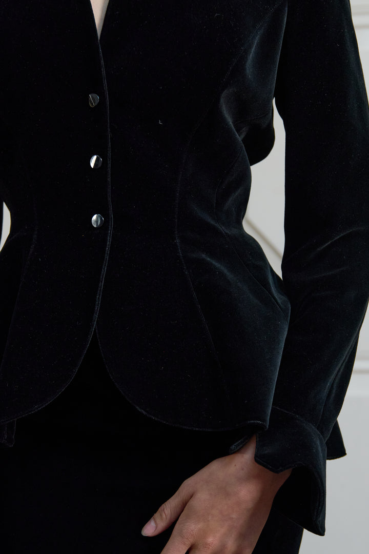 Thierry Mugler Black Velvet Suit (c. 1990s)