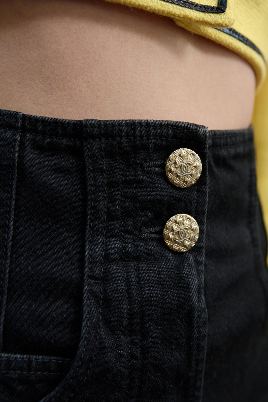 Chanel Black Denim & Mousseline Trousers by Virginie Viard (AW 2021)