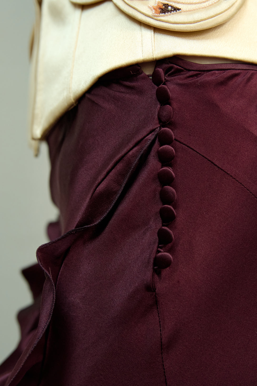 Christian Dior by John Galliano Burgundy Ruffled Satin Skirt (AW 2004)
