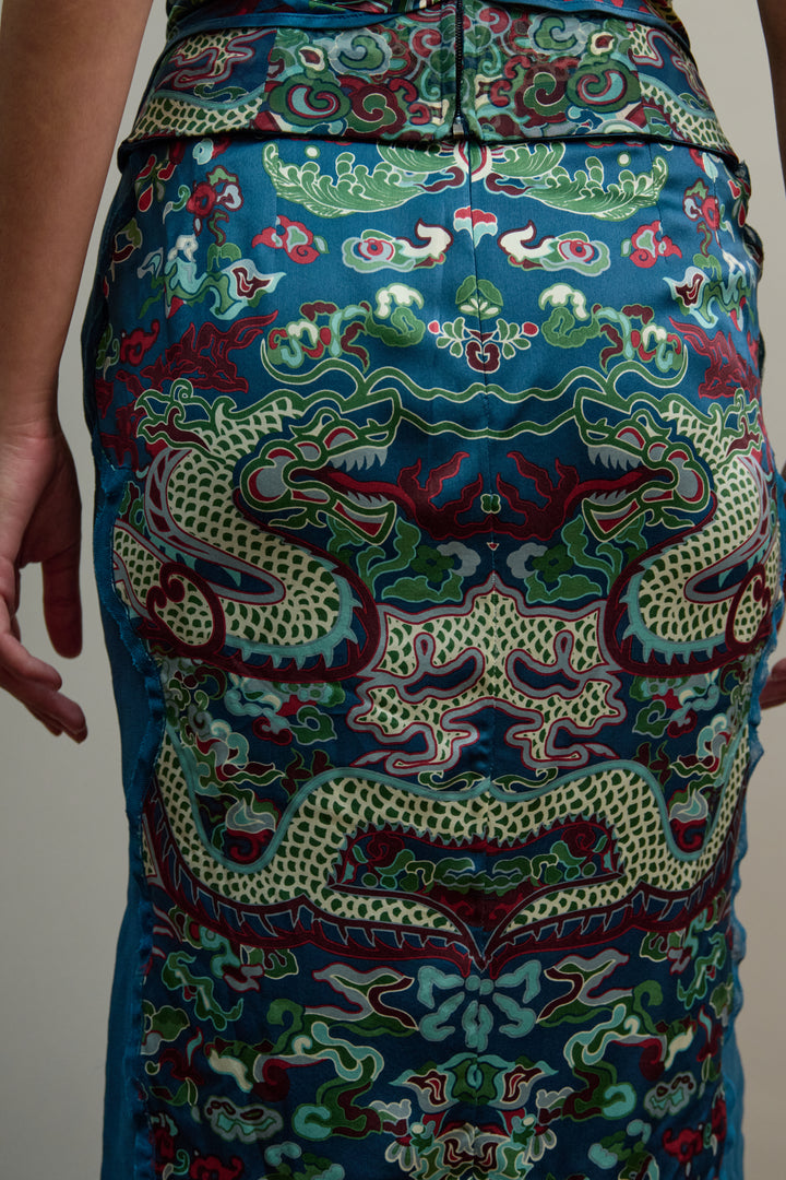 Yves Saint Laurent Dragon Print Silk Two-Piece Set by Tom Ford (AW 2004)